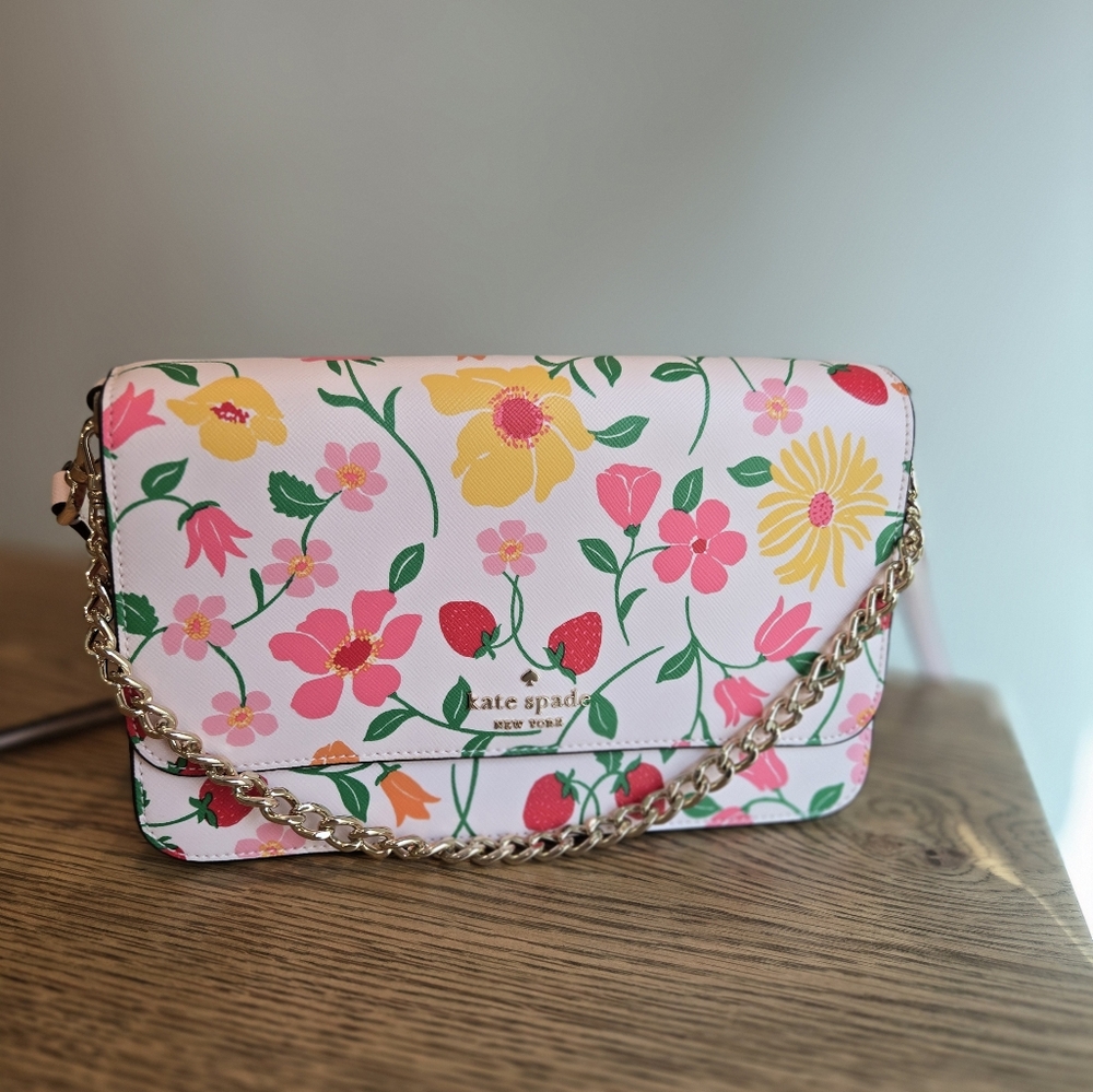 Kate Spade New York Floral Crossbody Bag - Strawberries, Pink and Yellow